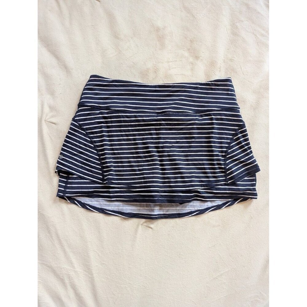 Athleta Skort Skirt Tennis Sculptek Navy Blue Striped Stealth Large
